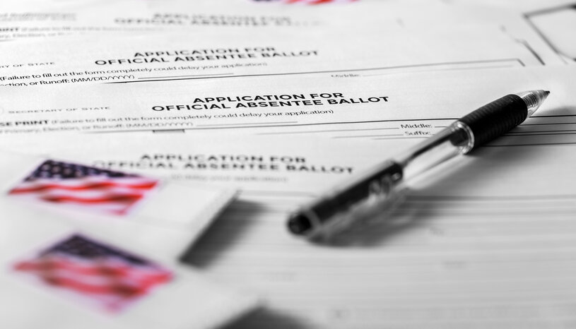 An application for a mail ballot.