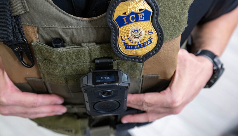 Torso of uniformed ICE agent 