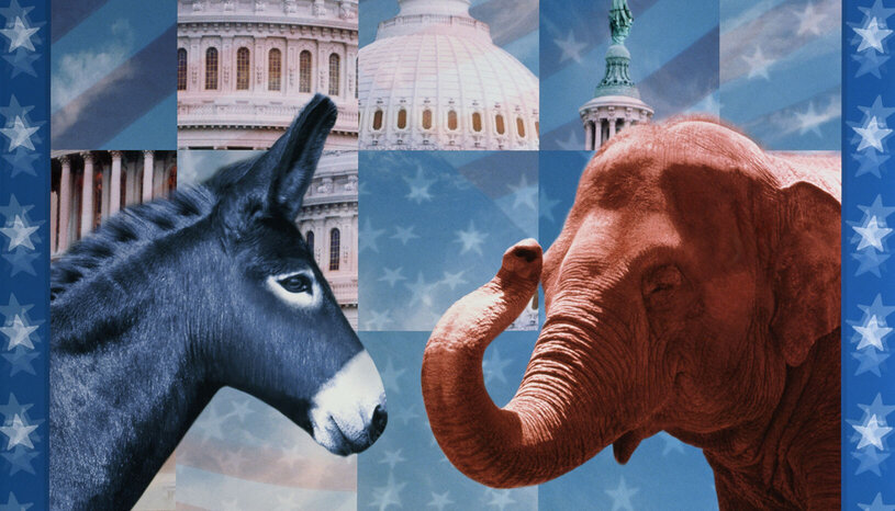 Republican and Democratic mascots 
