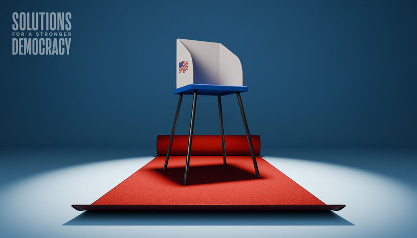 Voting booth on red carpet