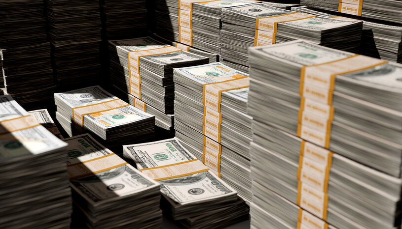 Stacks of $100 bills 