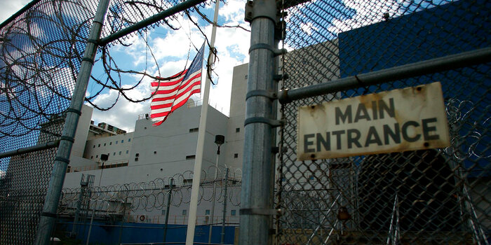 Entrance to the Vernon C. Bain Correctional Center at Rikers Island