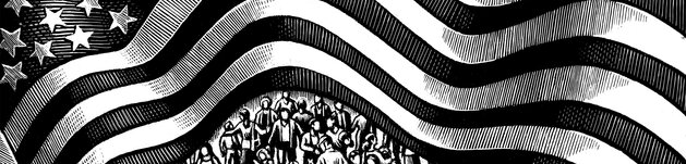 US Flag with Citizens