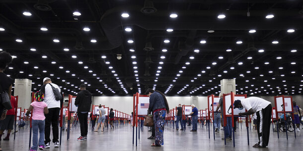 Voters at polling stations