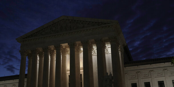 The United States Supreme Court at night
