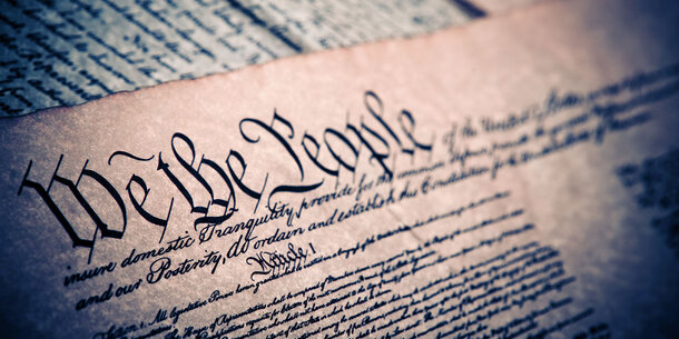 Close-up of preamble to the Constitution