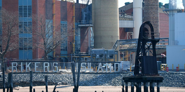 View of Rikers Island jail in New York City