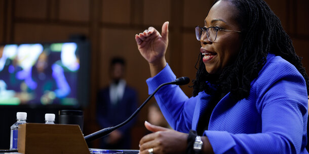 Ketanji Brown Jackson speaking before the Senate Judiciary committee