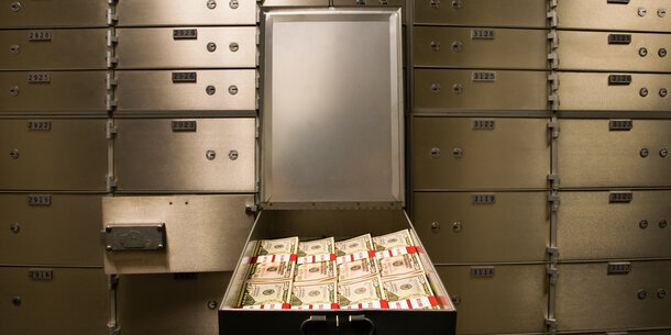 Safe deposit boxes full of cash