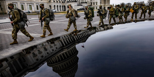 National Guard troops outside the US Capitol building