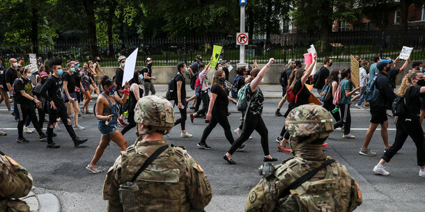 Protest overseen by National Guard