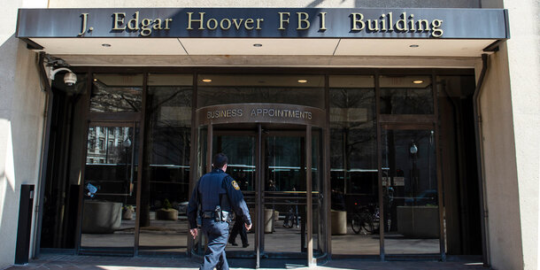 Entrance to J. Edgar Hoover FBI building