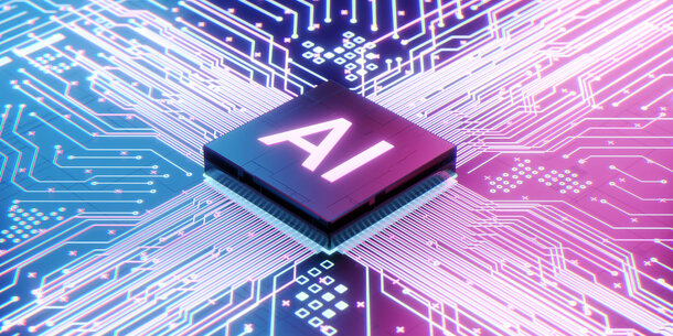 Computer chip embossed with the letters "AI"