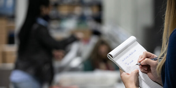 Person working at a polling place