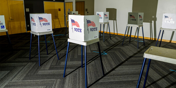 Voting booths at a polling place.