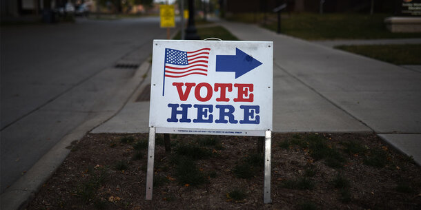 Vote Here Sign Outside