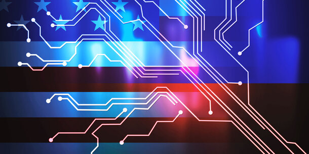 cyber cables over an American flag image