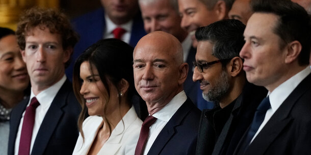 Mark Zuckerberg, Jeff Bezos, and Elon Musk at Donald Trump's 2025 Inauguration