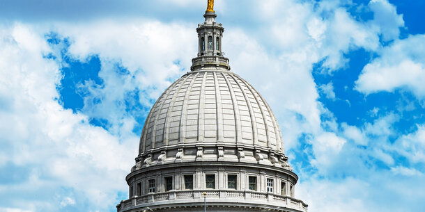Wisconsin Dome against blue sky