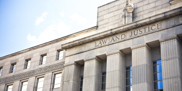 Courthouse with Law and Justice lettering