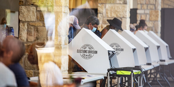 Voting booths in Travis County, Texas