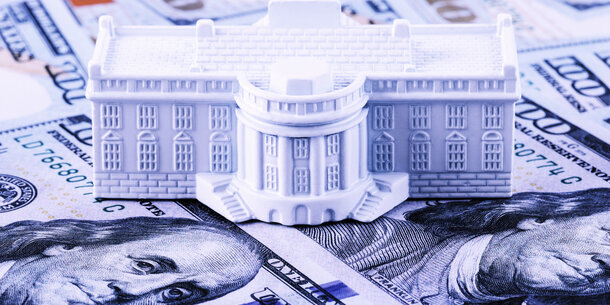 graphic of White House atop U.S. Currency 