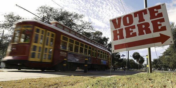 "Vote Here" sign in Louisiana