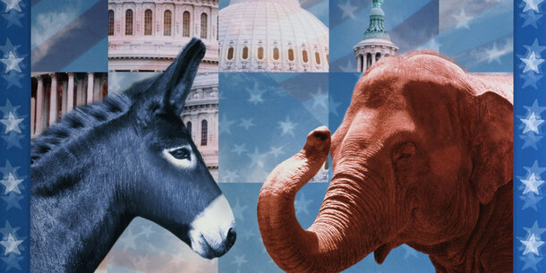 Republican and Democratic mascots 