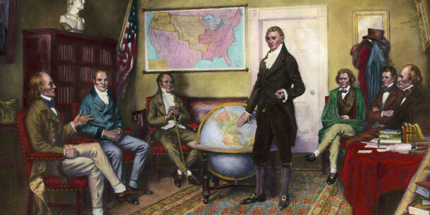 Painting of President James Monroe and others