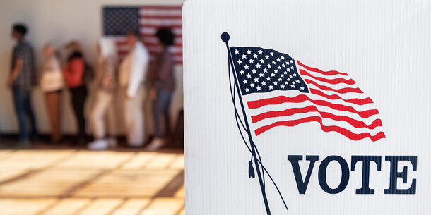 Voters at a polling place