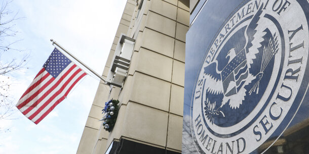DHS seal and U.S. flag