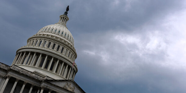 Dome of Capitol building at dusk 