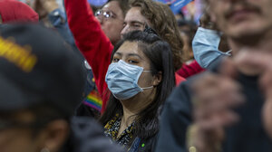 mask in crowd