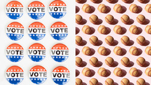 "Vote" buttons and baseballs