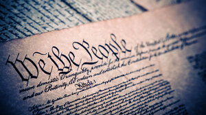 Close-up of preamble to the Constitution