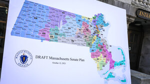 Close-up of proposed map for Massachusetts state senate districts