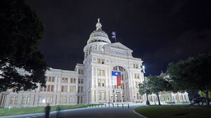 View of the Texas state legislature at night