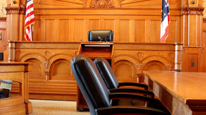 View of an empty courthouse in the United States