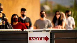 Voters standing in line