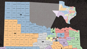 Illustration featuring a zoomed-in and general view of proposed North Texas congressional districts