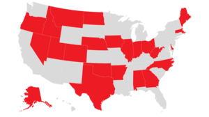 States that have approved new redistricting plans. 