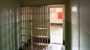 View from inside of jail cell at Alcatraz