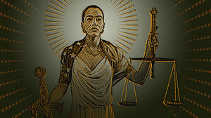 Illustration of Lady Justice holding scales and a sword