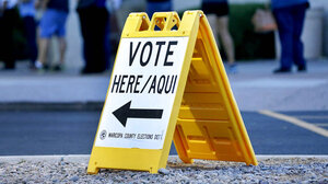 Vote here/aqui sign
