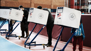 New Yorkers voting at the polls