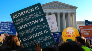 Abortion rights protesters at the Supreme Court