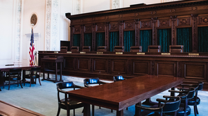 The Supreme Court room at the Oklahoma State Capitol
