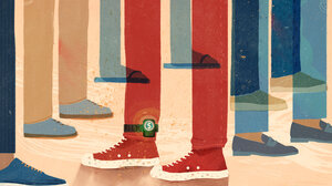 Illustration of person with ankle monitor