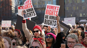 People protesting for women's rights