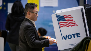 Person casting a ballot